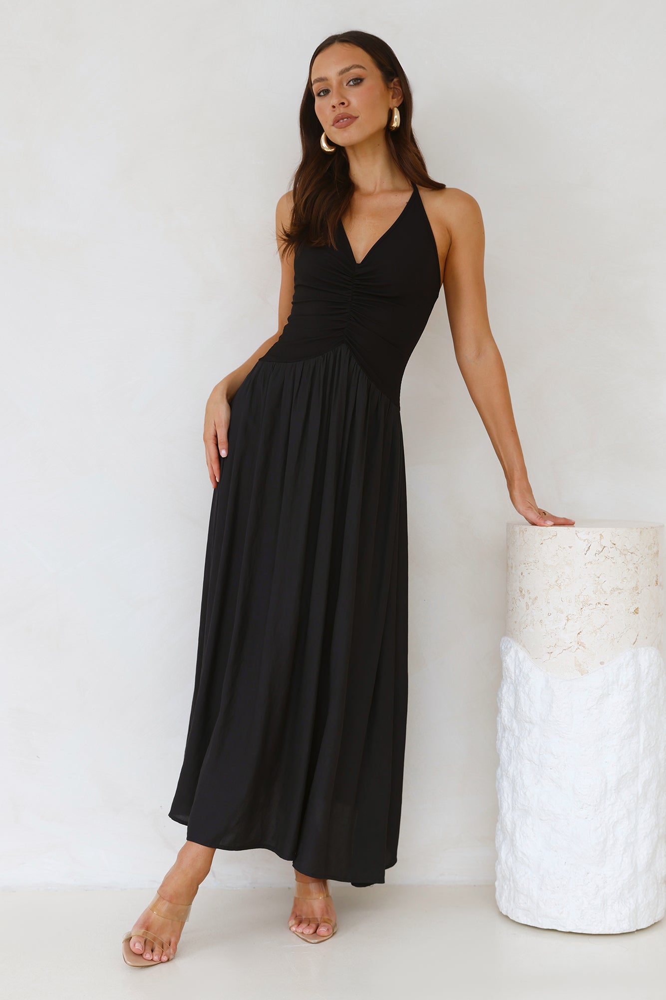 Lake Days Halter Maxi Dress Black