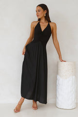 Lake Days Halter Maxi Dress Black