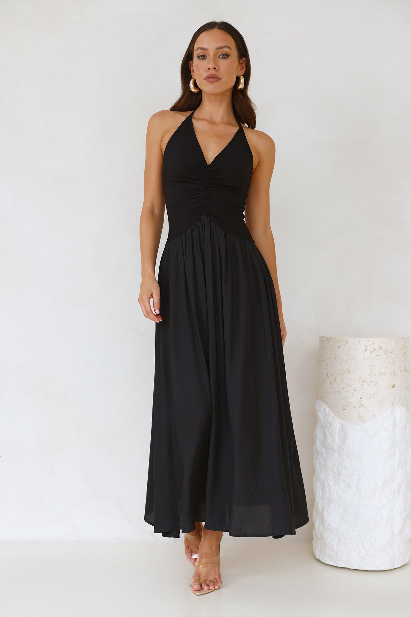 Lake Days Halter Maxi Dress Black