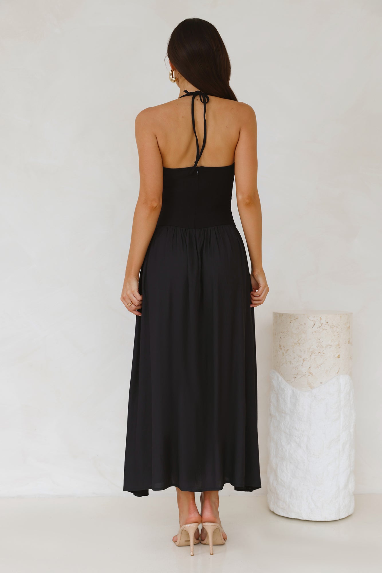 Lake Days Halter Maxi Dress Black