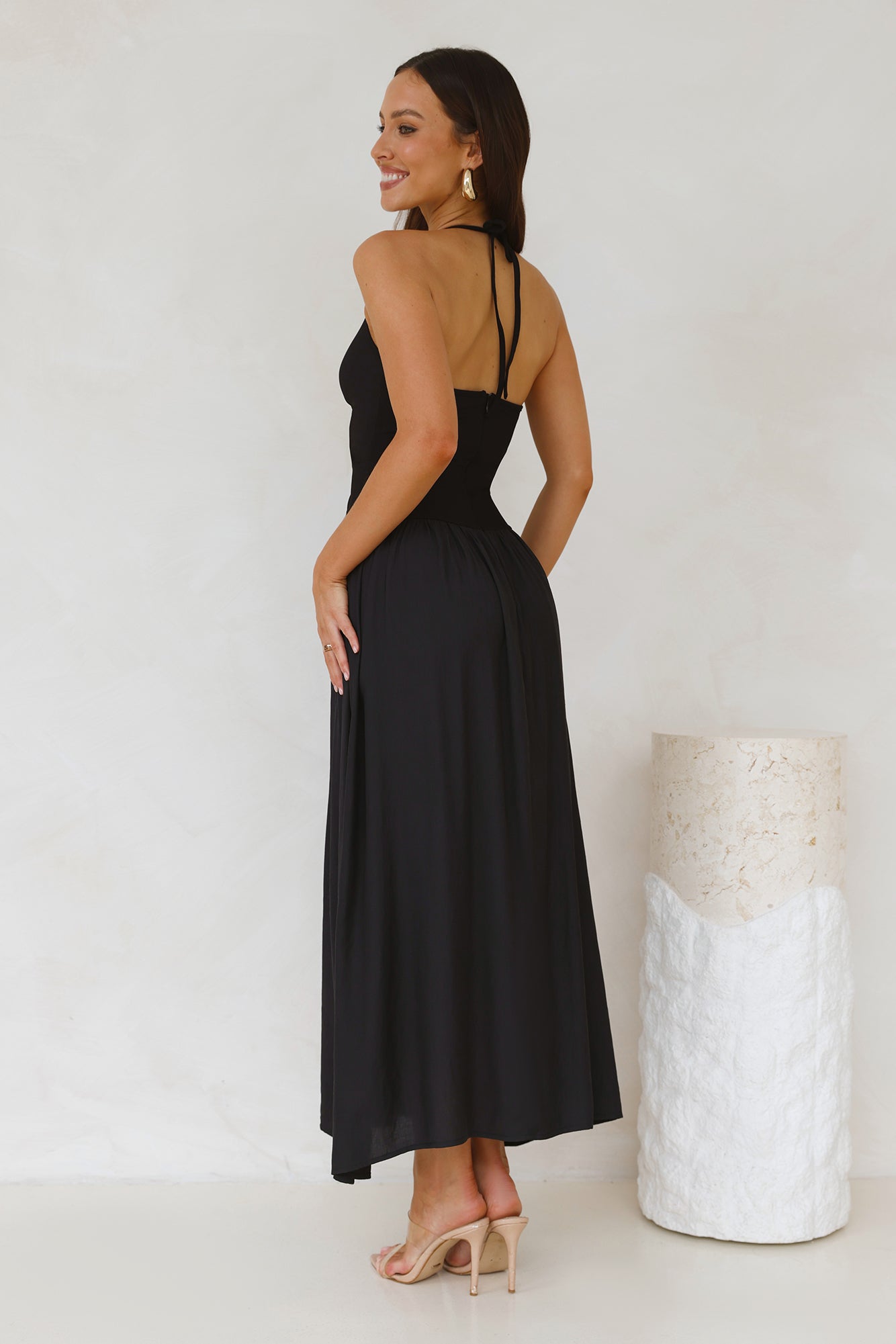 Lake Days Halter Maxi Dress Black