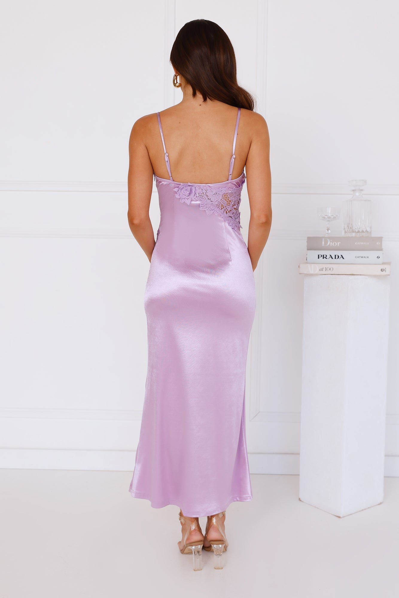 Magnetic Connection Satin Maxi Dress Lilac