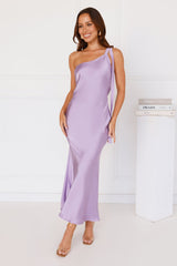 Black Tie Ballroom One Shoulder Satin Maxi Dress Lilac