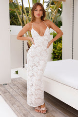 Make Believe Lace Halter Maxi Dress White