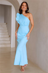 Groove To It One Shoulder Maxi Dress Blue