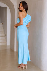 Groove To It One Shoulder Maxi Dress Blue