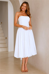 Adelaide Strapless Bubble Midi Dress White