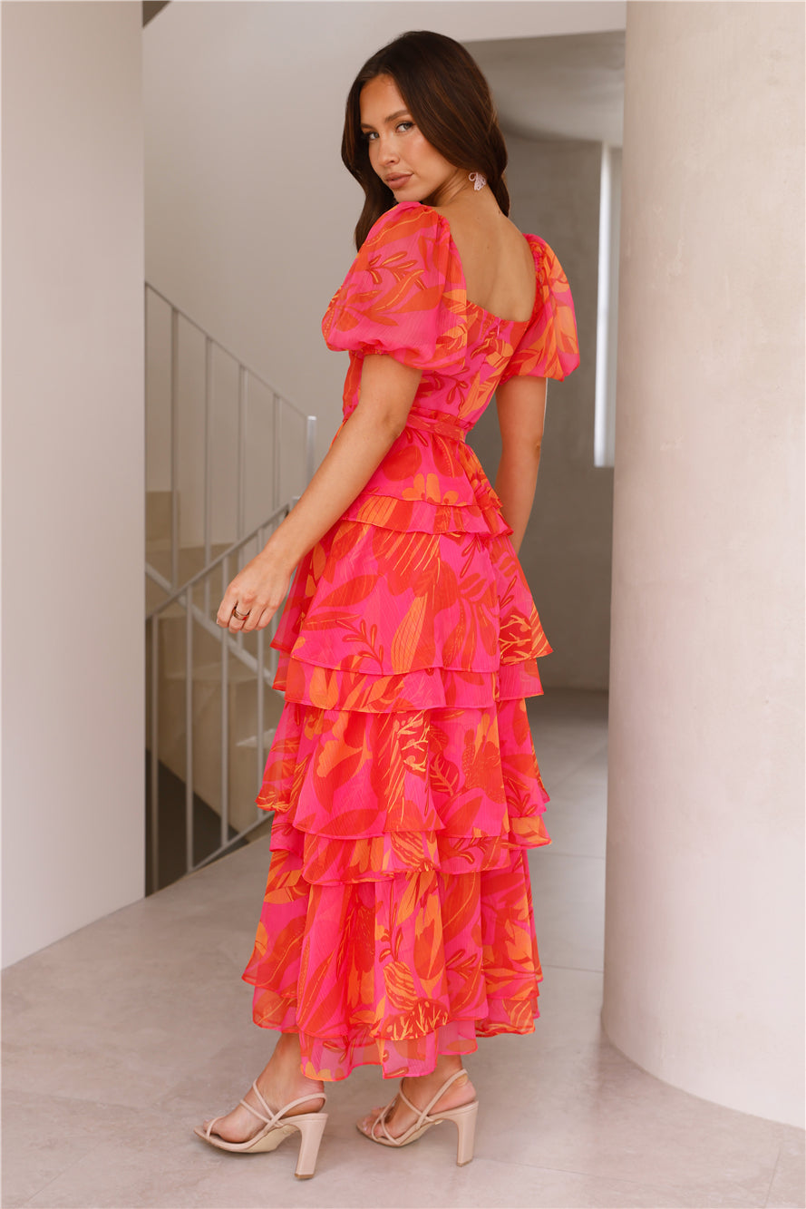 Cocktails And Couture Short Sleeve Maxi Dress Pink