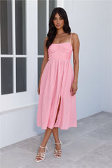 Channeling Moods Midi Dress Pink