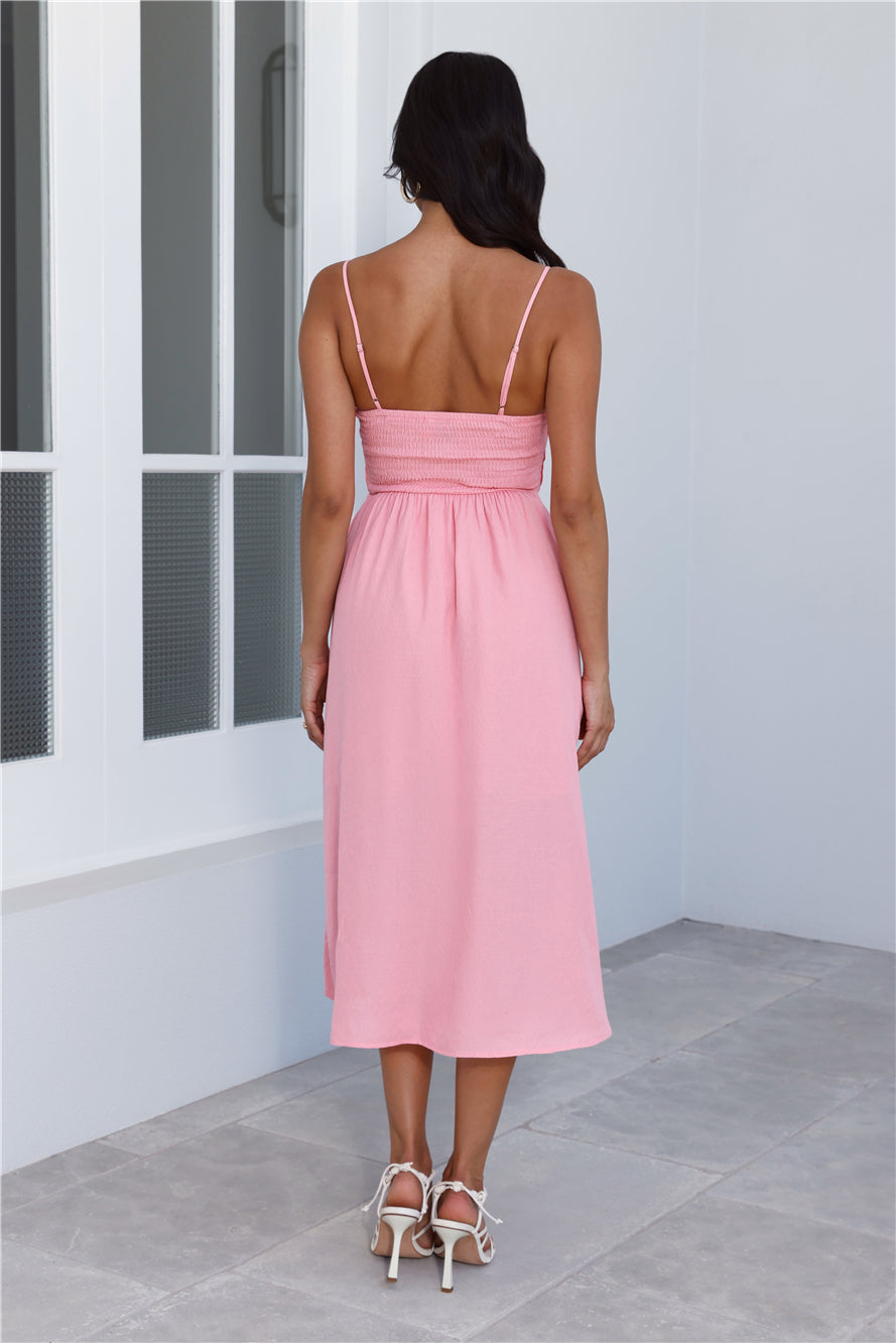 Channeling Moods Midi Dress Pink