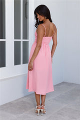 Channeling Moods Midi Dress Pink