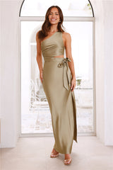 Love Notes One Shoulder Maxi Dress Green