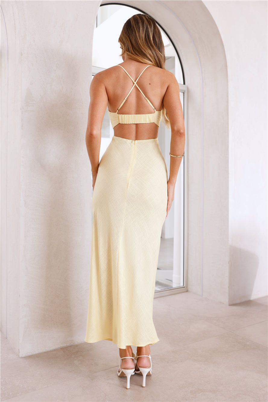 Fancy Brunch Date Maxi Dress Yellow