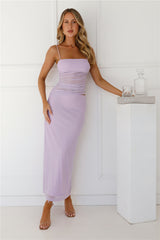 Contemporary Chic Mesh Maxi Dress Lilac