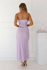 Contemporary Chic Mesh Maxi Dress Lilac