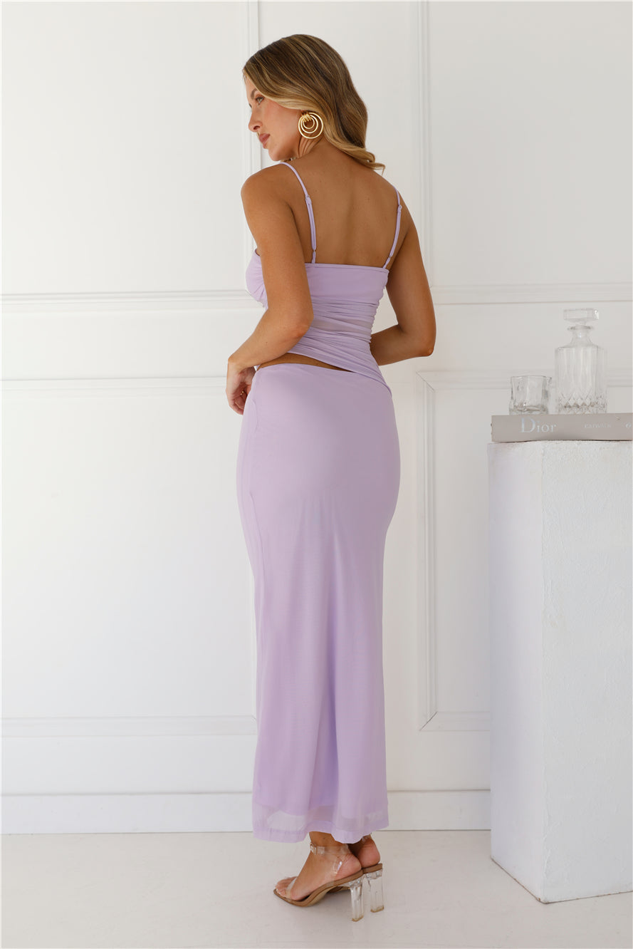 Contemporary Chic Mesh Maxi Dress Lilac