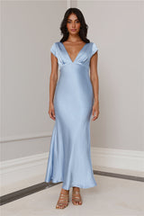 Because You're Special Satin Maxi Dress Blue