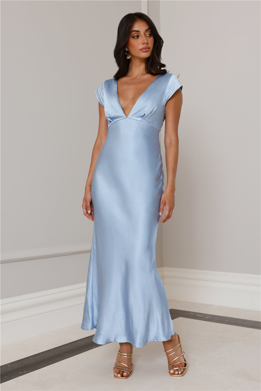 Because You're Special Satin Maxi Dress Blue