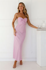 Bubbly Brunch Strapless Linen Blend Maxi Dress Lilac