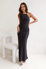 How We Started Satin Maxi Dress Black