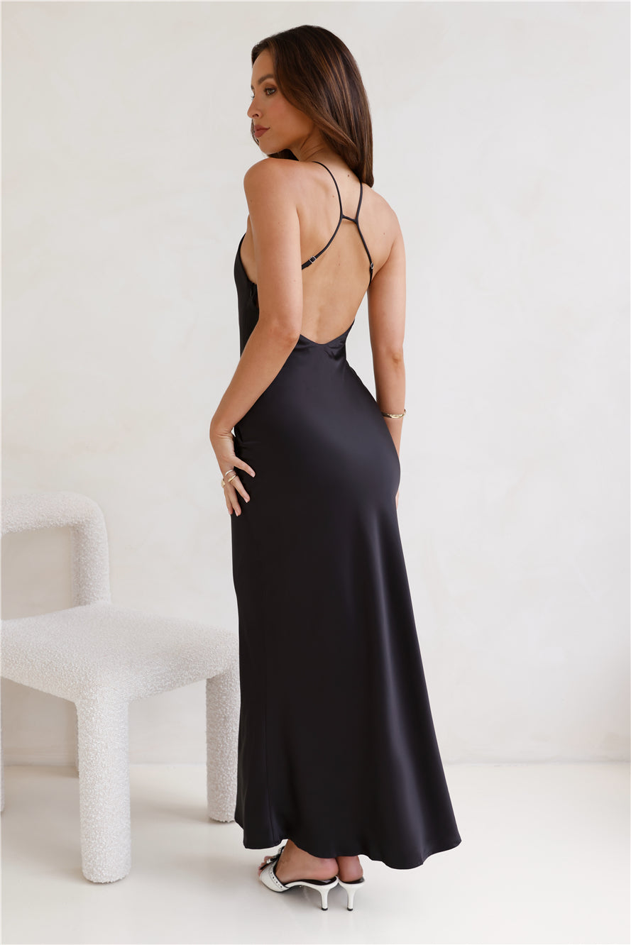 How We Started Satin Maxi Dress Black