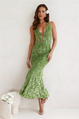 Magical Ivy Halter Maxi Dress Green