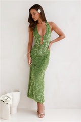 Magical Ivy Halter Maxi Dress Green