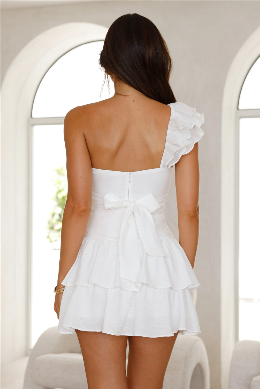 Bubbly Confidence One Shoulder Mini Dress White