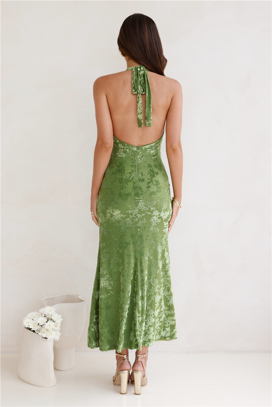 Magical Ivy Halter Maxi Dress Green