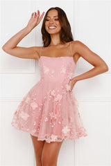 Ethereal Blossom Mini Dress Pink