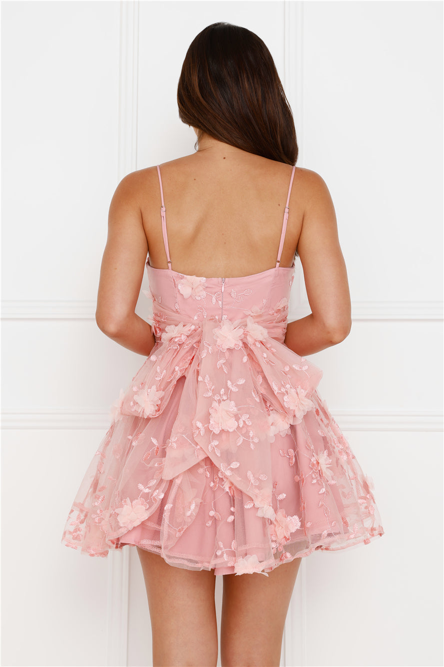 Ethereal Blossom Mini Dress Pink