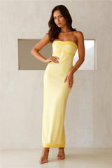 As Sleek As Ever Strapless Maxi Dress Yellow