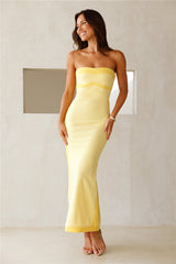 As Sleek As Ever Strapless Maxi Dress Yellow