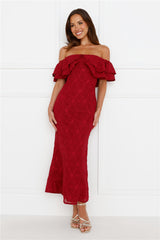 Moment Of Dance Off Shoulder Maxi Dress Red