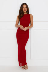 Designed Moments Mesh Maxi Dress Burgundy