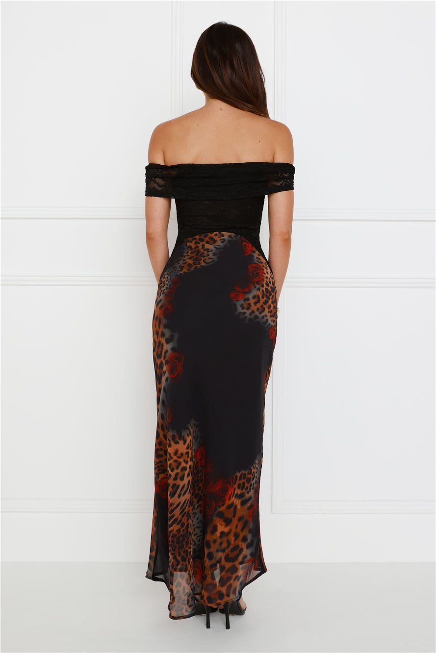 Amoret Midi Dress Black Leopard