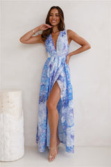 Gold Sky Maxi Dress Blue