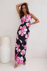 Fashion Designer Satin Maxi Dress Black