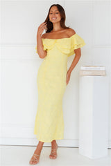 Moment Of Dance Off Shoulder Maxi Dress Yellow