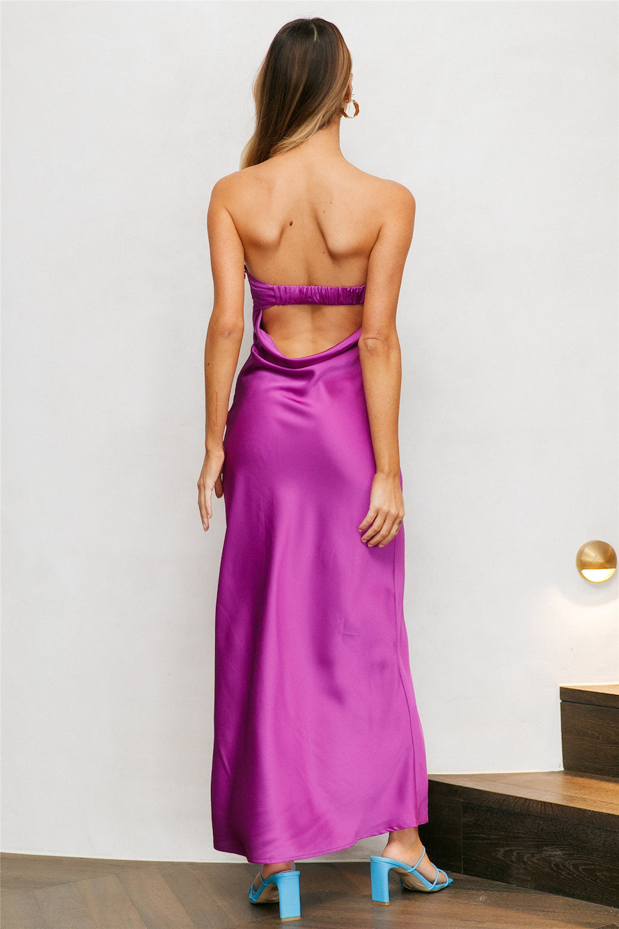 Cool Call Satin Maxi Dress Purple