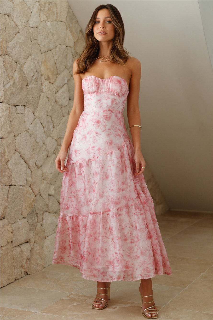 Her Best Version Strapless Maxi Dress Pink