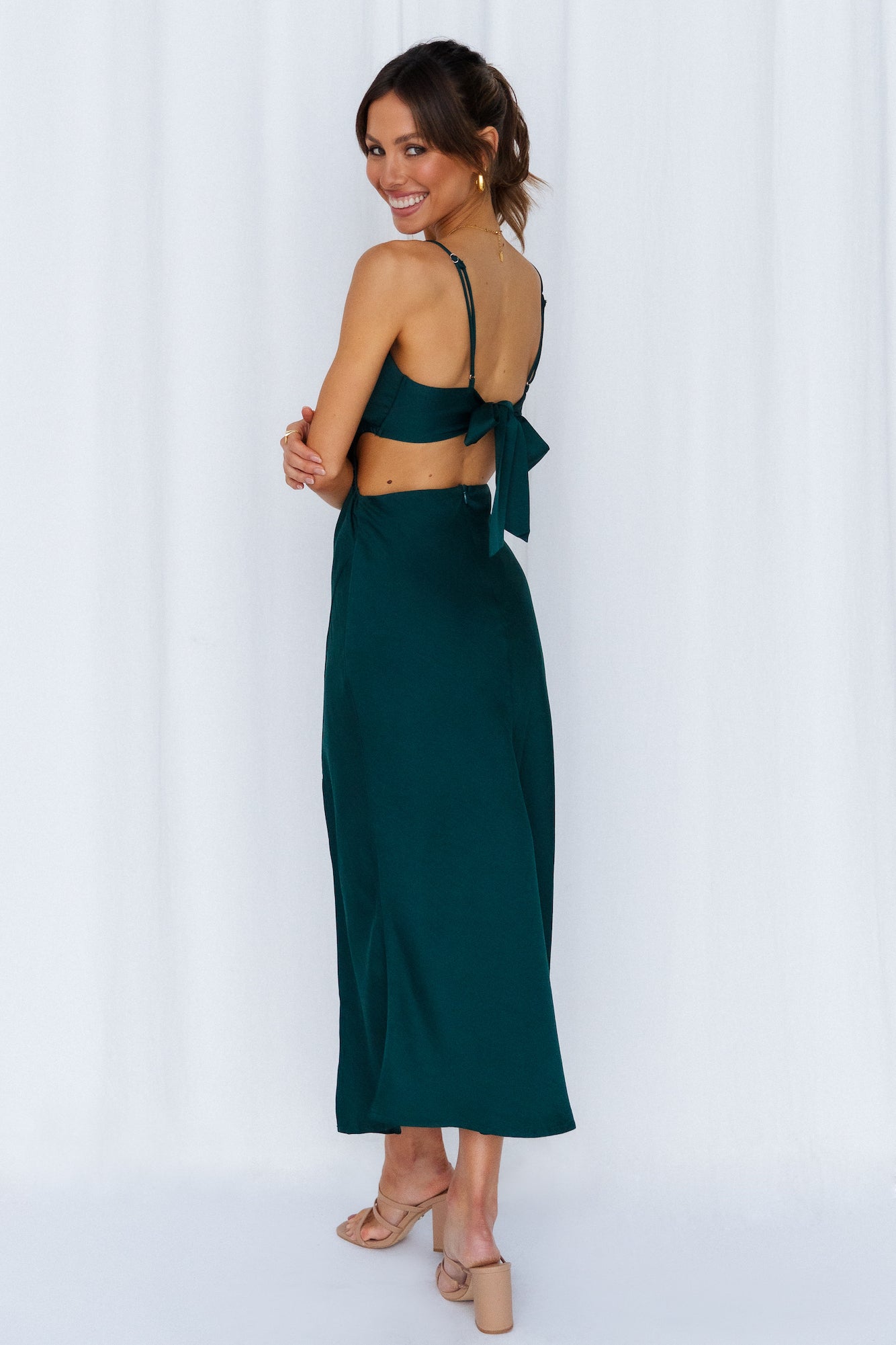 Daytime Affair Midi Dress Forest Green