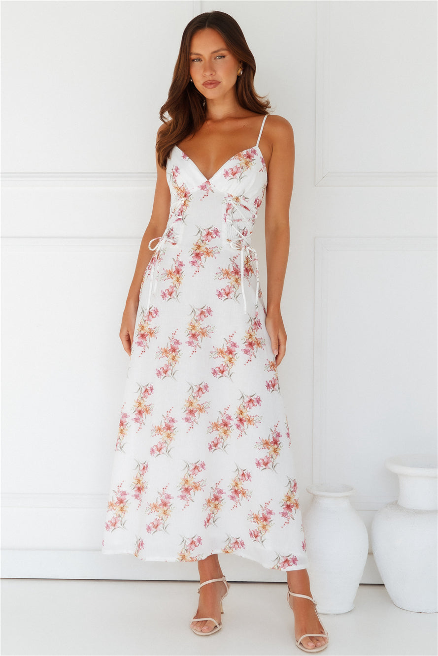 Botanical Ballerina Midi Dress White