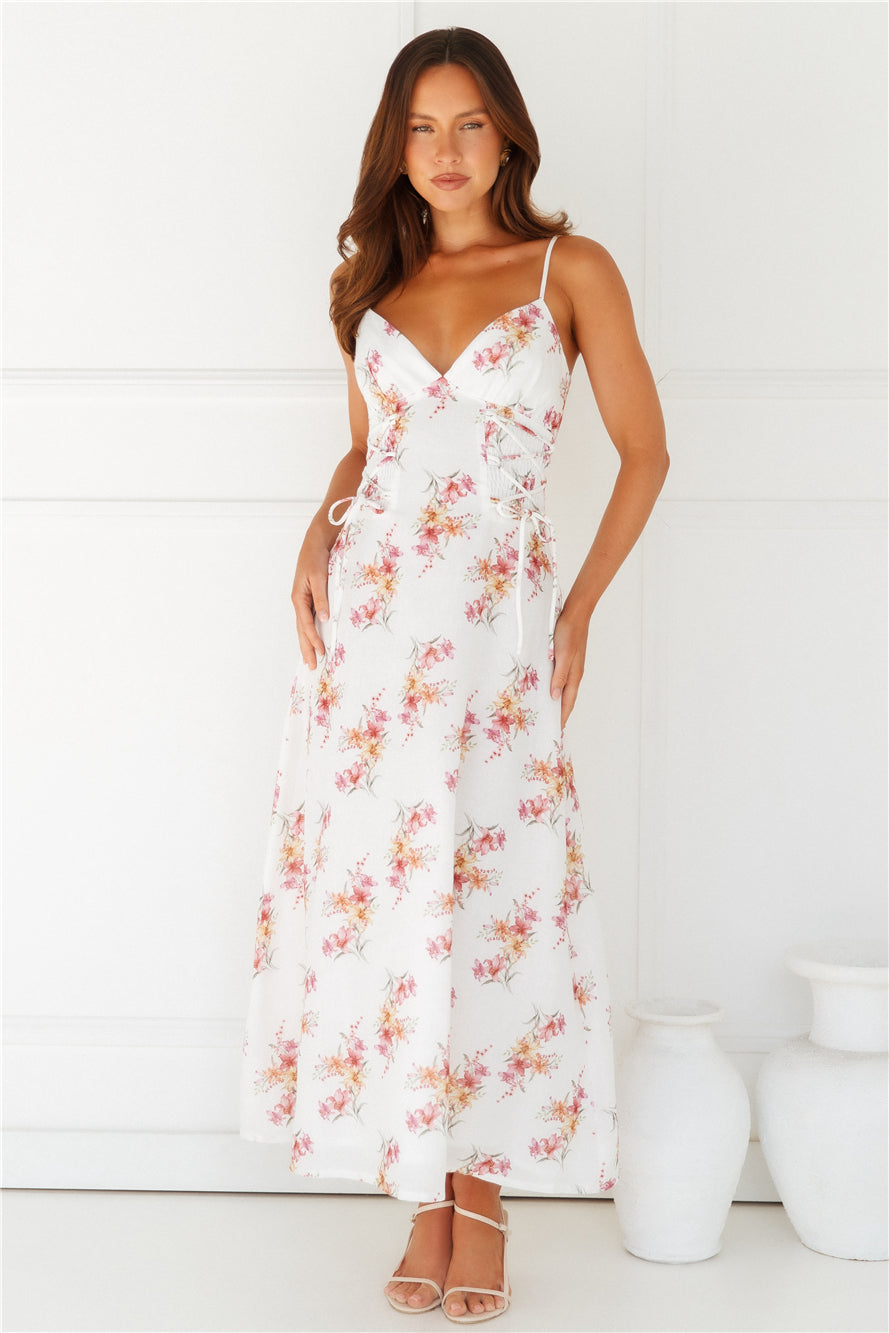 Botanical Ballerina Midi Dress White