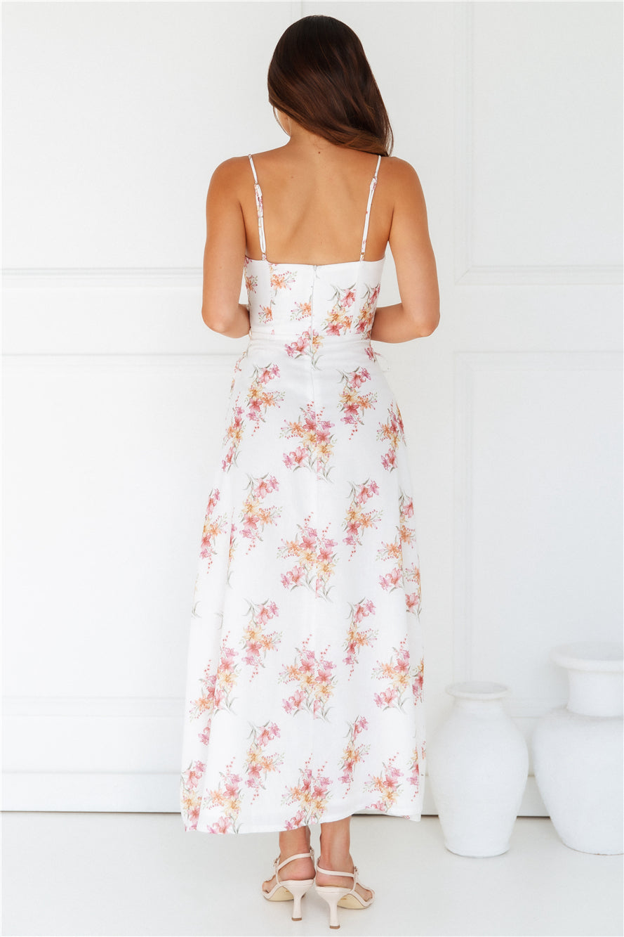 Botanical Ballerina Midi Dress White