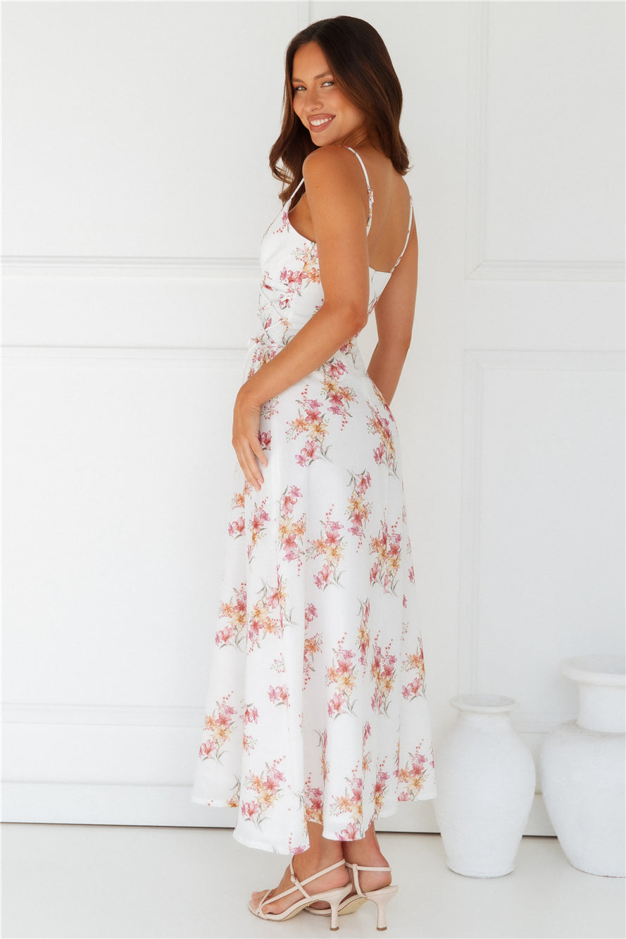 Botanical Ballerina Midi Dress White