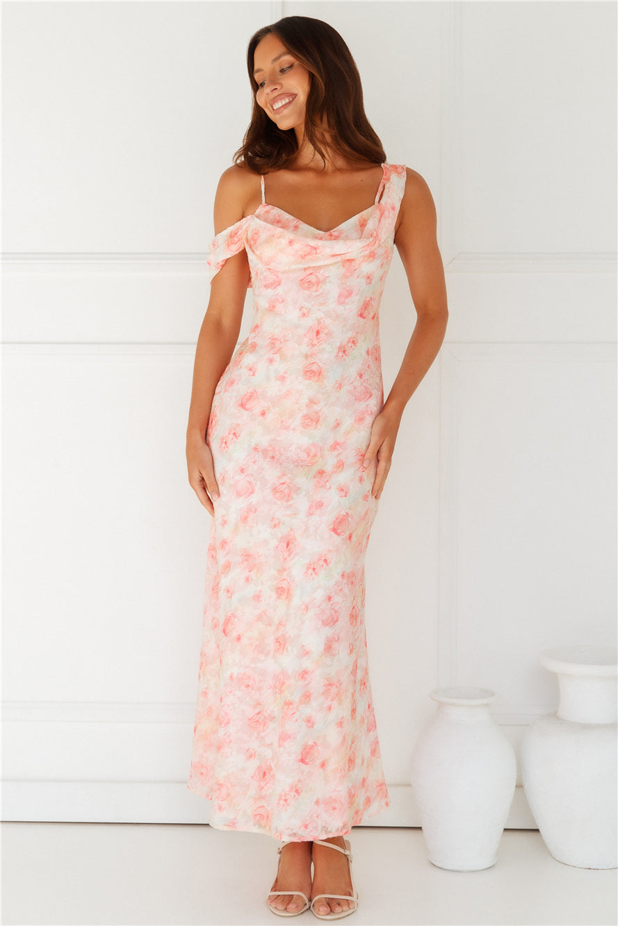 Liliana Off Shoulder Maxi Dress Peach