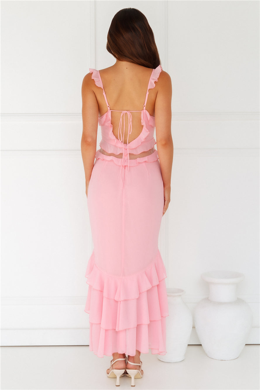 Golden Rooftops Midi Dress Pink