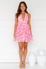 Cassandra Halter Mini Dress Pink