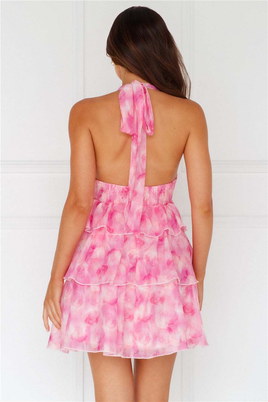 Cassandra Halter Mini Dress Pink